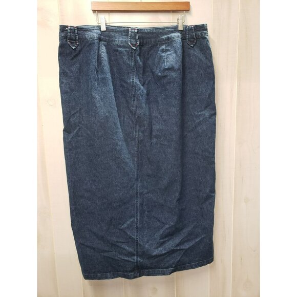 Venezia Denim Skirt Sz 20, Front slit, stretch, modest, dark wash, front pockets - Picture 5 of 7